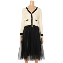 에이비에프지 브이넥 배색가디건 샤 원피스AMW1O34