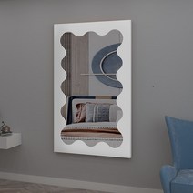 전신거울 대형 인테리어 이동식 거울 북유럽 메이크업 장식 프레임 물결 모양의 복도 패널, 110x180cm