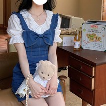 kirahosi 여름 가을 여성 허리 셔링 면 반팔 원피스
