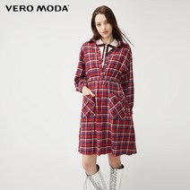 셔츠원피스 셔츠원피스 Vero Moda봄 빈티지 기질레드 체크무늬 프린팅 남방 원피스 :3201SZ506