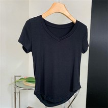 SJW 여름 여성 무지 반팔티셔츠 브이넥 슬림핏 쫄티 상의 빅사이즈 베이직 6컬러