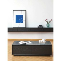 아트월선반 북유럽 블랙 단단한 나무 솔리드 티비선반, 120x30x18 (블랙 ) TV 캐비닛
