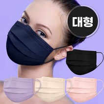 국산 컬러 덴탈 마스크 중형 대형 30매 토톰한 숨쉬기편한 자외선차단 퓨린스케이, (대형)_밝은네이비(진블루) 30매입_개별포장