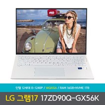 LG전자 LG그램 17ZD90Q-GX56K 램 16GB NVMe1TB 노트북, Free DOS, 16GB, 1TB, 코어i5, 스노우화이트