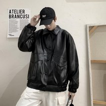 PU 가죽 자켓 남자 봄 가을 유럽 스타일 루즈핏 존잘 의류 청소년 청년 재킷 점퍼