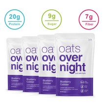 Oats Overnight 오트오버나이트 오버나이트 오트밀 오나오 블루베리 코블러 2.7oz(77g) 8팩, 1개