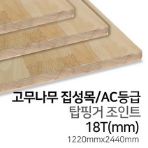 우드백화점 고무나무집성목_12T~30Tx1220x2440_AA_AC 탑핑거/사이드핑거/인테리어/, 18Tx1220x2440/탑핑거/AC등급