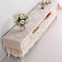 SKANDSALO 식탁보 레이스 패브릭아트 직사각형 거실 화장대 신발장 긴테이블 커버먼지방지 덮개천, T05-먼로란쥬, C10-50*210CM(적합 장롱 145-170CM)