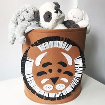 미니마켓 원형 특대형 동물 장난감 바구니 다용도 정리함, 호랑이, 1개