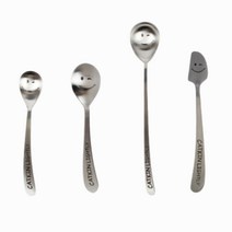 귀여운 스마일 디저트 티 스푼 버터 잼 나이프 커트러리 2p, 아동스푼