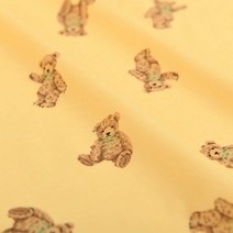 순면 곰돌이패턴 원단 테디베어 시리즈, 60수 바이오 워싱 머스타드 옐로우 테디베어