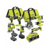 Ryobi 료비 PCK700KN One 18V 무선 9도구 콤보 키트 배터리 3개 및 6포트 슈퍼차저 포함