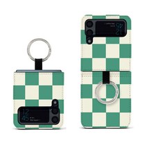 (터치펜증정) 사피아노 체크보드 사각 패턴 갤럭시Z플립4 플립3 카드수납 가죽 링고리 케이스 무선충전 5가지 디자인 제트플립4 3 Z FLIP 4 3 플립4 3 핸드폰 케이스