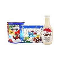 팥빙수재료 빙수세트 A 기본세트 팥 연유 떡, 1개