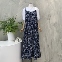 행복여블랑 플라워 끈 조절 티어드 뷔스티에 원피스