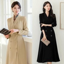 시크라인 숄카라 더블버튼 벨트셋트 자켓형 원피스