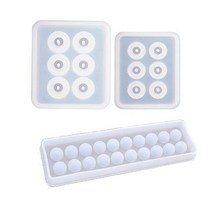 2pcs 구형 구멍이있는 구슬 비드 금형 (구형 공 2 in sere) & 1x 실리콘 금형 세트 펜던트 몰드 20 캐비티, 하나, 투명한 흰색