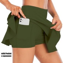 테니스연습기 테니스볼머신 테니스용품 여성 테니스 스커트 높은 허리 반바지 스포츠, Army Green+XXL