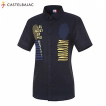 [까스텔바작] (남성)린넨 체스트 패턴 반팔 셔츠_BG9MSH205_NY