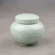 [성연티세라] 옥색 운학 스쿠류 뚜껑 단지 (1.2kg) 꿀단지 경옥고단지