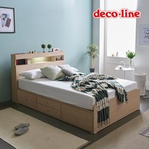 데코라인 코넬 피카 LED 더블 수납 침대+양면매트 DKN083C, 화이트