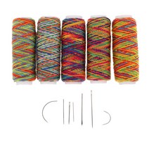GHSHOP 12 조각 청바지 바느질 스레드 및 손 바느질 바늘 가죽 곡선 바늘, 멀티, 설명