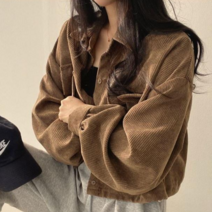 데이데이D 여성 루즈핏 골덴 코듀로이 숏 남방 크롭 셔츠