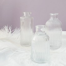더이쁨 스트라이프 유리병 투명 꽃병 화병, 각진투명150ml-EP-0426