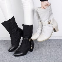 런슈즈 여성 간절기 마부츠 벨티드 워커 미들부츠 6cm