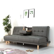 에보니아 키핑 컵홀더 3인용쇼파 패브릭/인조가죽 소파베드 [착불배송], 인조가죽 블랙