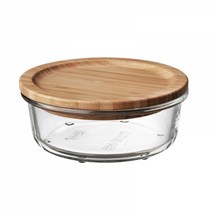 이케아 IKEA 365＋ 식품보관용기 ＋ 뚜껑 원형 유리 대나무 400ml 192.690.84, Food storage, 1개