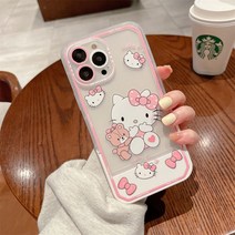 키티 iphone14pro max 휴대 전화 케이스에 적합한 핑크색 귀여운 kt 고양이13pro 브래킷 세트 12 girls xs, 단일사이즈, 팬더 kt 고양이 접이식 스탠드 아이폰 13 프로