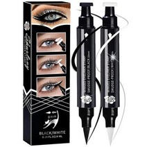 애교살라이너 아이펜슬 철벽녀 안번지는 번지지않는 음영 안지워지는아이라이너 SHARLOVY Winged Eyeliner Stamp2 퍼펙트 윙용 아이 라이너 펜 고양이 눈 스탬프, 8MM, 화이트&블랙