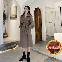 YM 트렌치 코트 여성용 코트 긴 여신 기질 2 바람 더블 브레스트 뉴타임즈