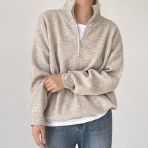 울 반집업 루즈 니트티