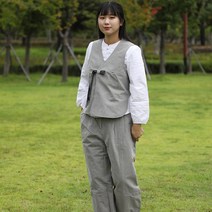 봄 가을 여자 슬라브 미니당의 고름 조끼 바지 생활한복 개량한복
