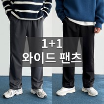 데일트 1+1 남자 사계절 밴딩 와이드 슬랙스 팬츠
