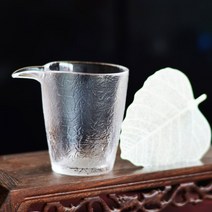 유리찻잔 전통차컵 공부차 녹차 보이차 전통, 뾰족 숙우 + 보리 잎 거름망