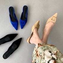 스웨이드 버클 뮬슬리퍼 통굽 스틸레토 뮬 3cm샌들