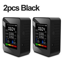 공기측정기 공기질측정기 온습도계 5in1 co2 meter air quality detector 디지털 온도 습도 테스터 이산화탄소 tvoc hcho 감지기 휴대용 co2, 2-빨간색