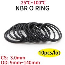 고무 오링 10pcs nbr o 링 씰 가스켓 두께 cs 3mm od 9 와셔 1세트, 외경 40mm 내경 34mm, 검은색, CS 3.0mm