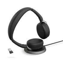 Jabra Evolve2 65 Flex 스테레오 헤드셋 블루투스 무선 충전 패드 포함 - 노이즈 캔슬링 ClearVoice 기술 및 하이브리드 액티브 노이즈 캔슬링 - 주요 U, MS Teams (USB-A)_Headset