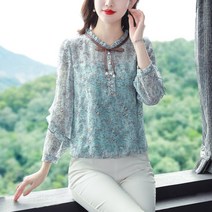 40대 50대 우아한 중년 쉬폰 셔츠 긴팔 블라우스