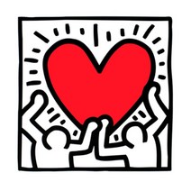 Keith Haring 키스 해링 그림 작품 카페 거실 집꾸미기 캔버스 그림액자 02, 블랙