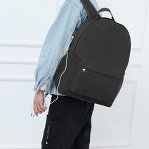 캐주얼 USB충전 노트북 백팩(블랙)/데일리