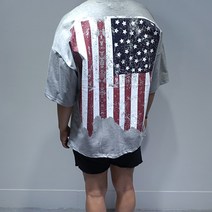 데로샵 남성용 D뒷모습 USA 박스 반팔 티셔츠