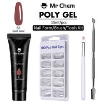 as젤 네일 Mr Chem 폴리 젤 키트 15ml LED 클리어 UV 바니시 매니큐어 세트 구축 오래 지속되는 연장, [61] 61