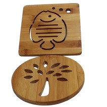 고급 대나무 냄비받침 사각/원형 2P 세트, 나무 냄비 받침 2p