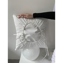 리본 베개 커버 세트 화이트 유니크한 감성, 베개 커버 (솜 포함), 1개
