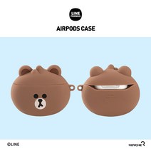 로이체 라인프렌즈 미니 얼굴형 에어팟 케이스, RAC-LF-MINI-BR-F, 브라운